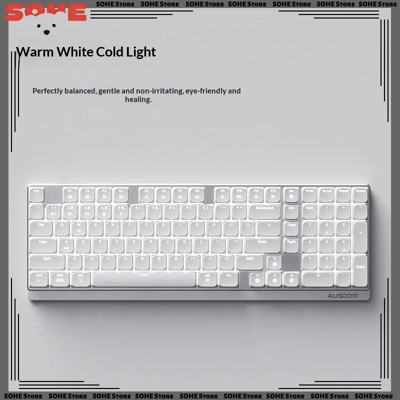 AUSDOM Airkey98 v2 Xiaoshun Low-Profile Mechanical Keyboard Tri-mode Quiet Portable Office & Gaming Keyboard for Mac/Win