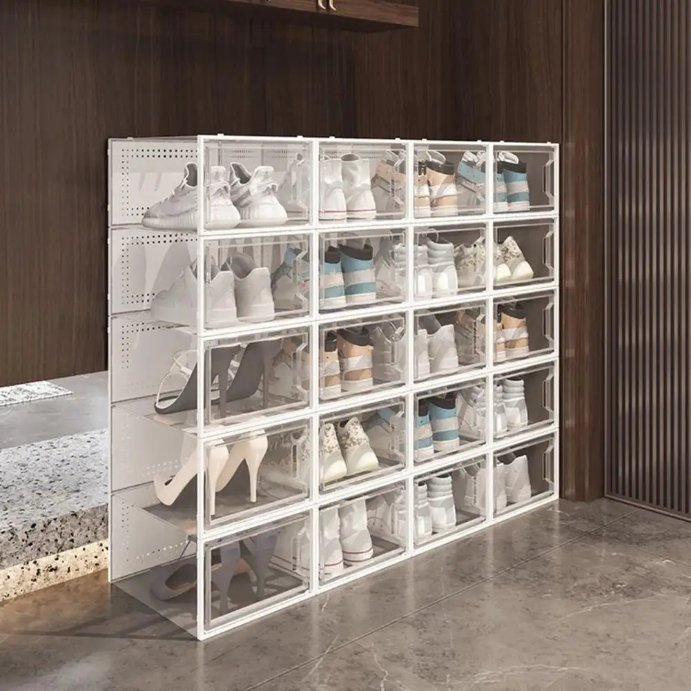 3 Pcs Transparent Shoe Storage Box Ventilation Hole Shoe Container With Side Door Home High Heels Sneakers Organizer 신발통