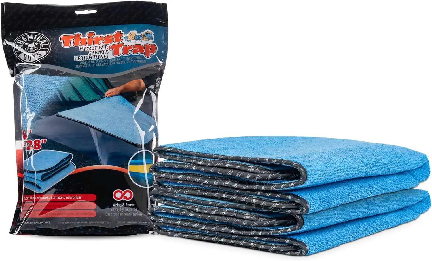 

Полотенце из микрофибры Thirst Trap, безопасное для автомобилей, грузовиков, внедорожников, домов на колесах, мотоциклов и т.д., 24x28 дюймов (синее), 2 штуки в упаковке
