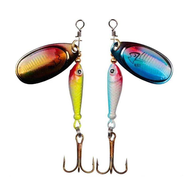 1PC Rotating Metal Spinner Fishing Lures 9.1g 7cm Pike Treble Hook Tackle Accessories Artificial Hard Baits Rotating Sequin Hand image 3