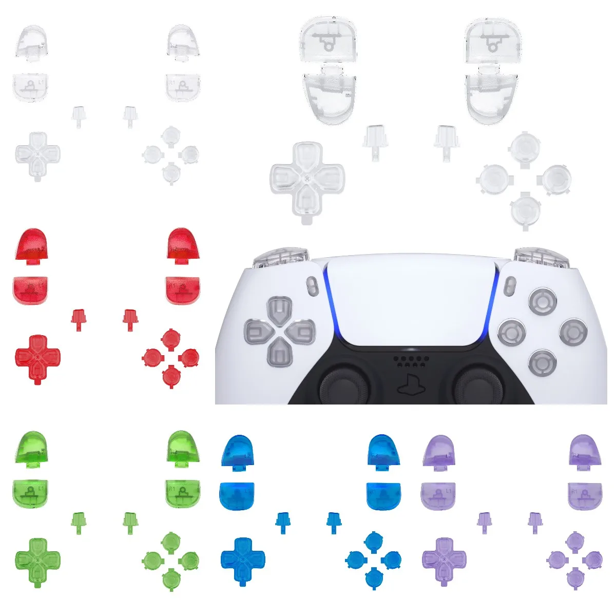 

eXtremeRate D-pad R1 L1 R2 L2 Share Options Face Button for ps5, Full Set Buttons Compatible with ps5 Controller BDM-030/040/050