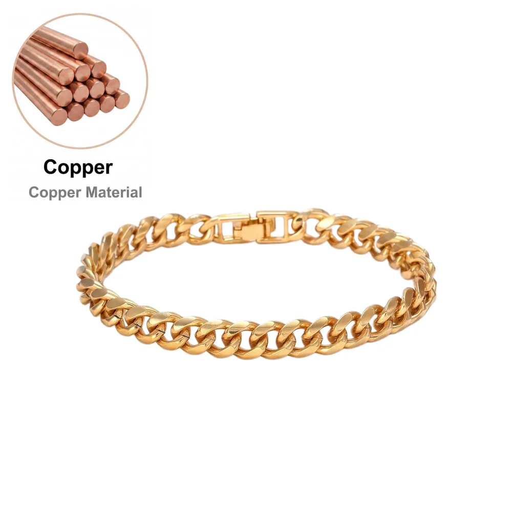 8MM Locomotive Men Punk Necklace Rock Copper Curb Colorfast Cuban Link Chain Silver Color Bracelet For Women Biker Jewelry