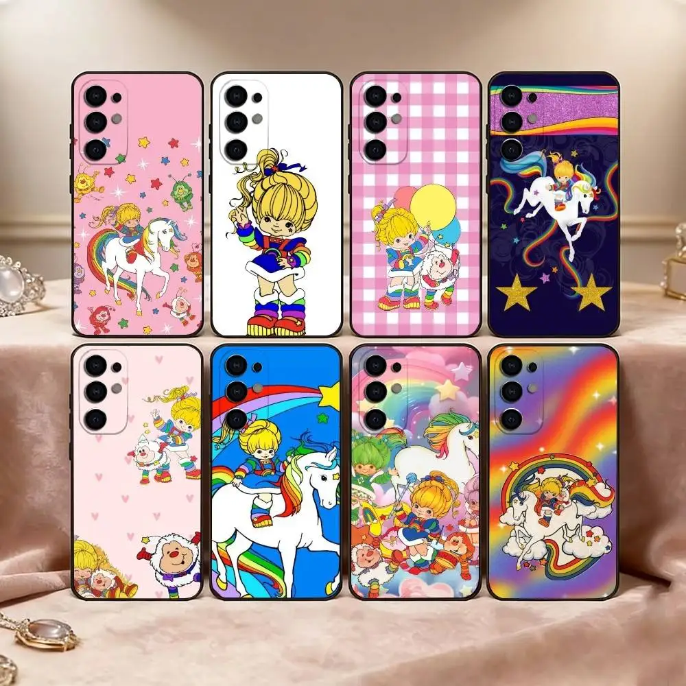 Cute Retro Rainbow Pony Phone Case For Samsung S25,S24,S21,S22,S23,S30,Ultra,S20,Plus,Fe,Soft Silicone Black Cover