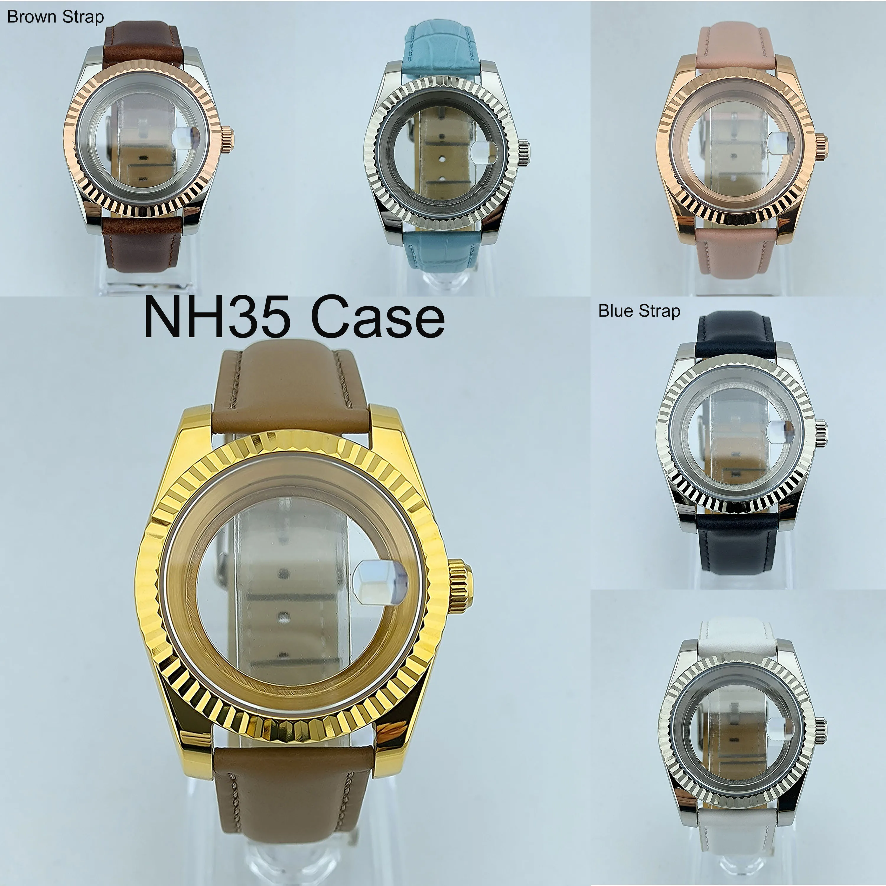 

Корпус NH35 Корпус для часов Мужской корпус для часов Розовый ремешок 36 мм/39 мм Аксессуары для часов с сапфировым стеклом для механизма NH35/NH36