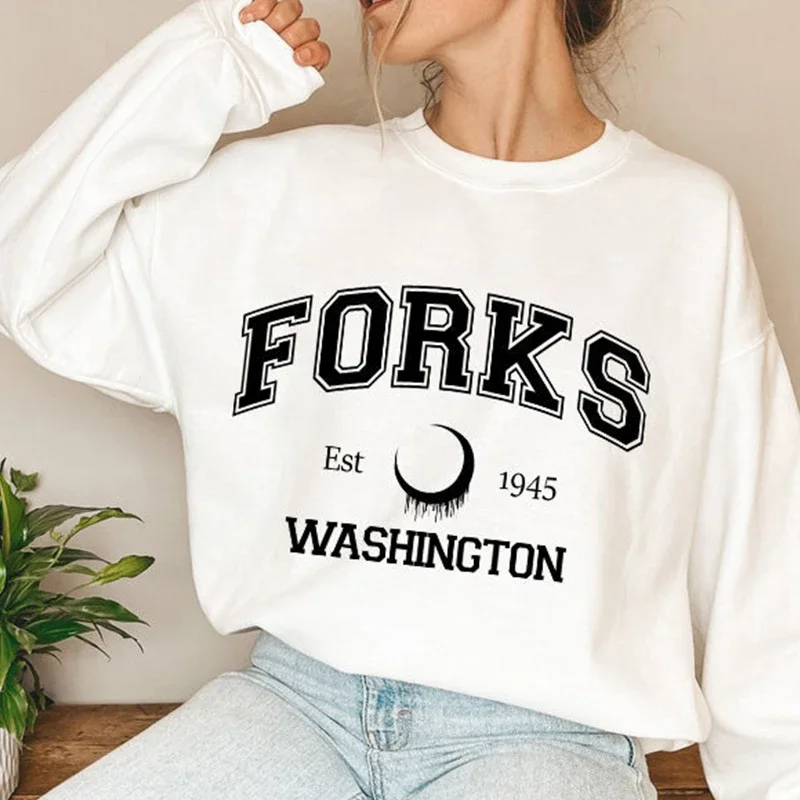 

Forks Washington Causal Harajuku Women Sweatshirt Long Sleeved Twilight Sweatshirts Team Edward Hoodies Streetwear Jumpers Top