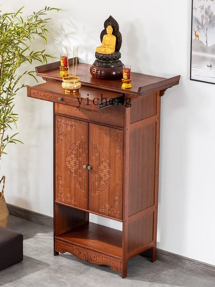 b9.21-Buddha Niche Altar Buddha Shrine Home New Chinese Style Incense Burner Table Guanyin God of Wealth Worship Table