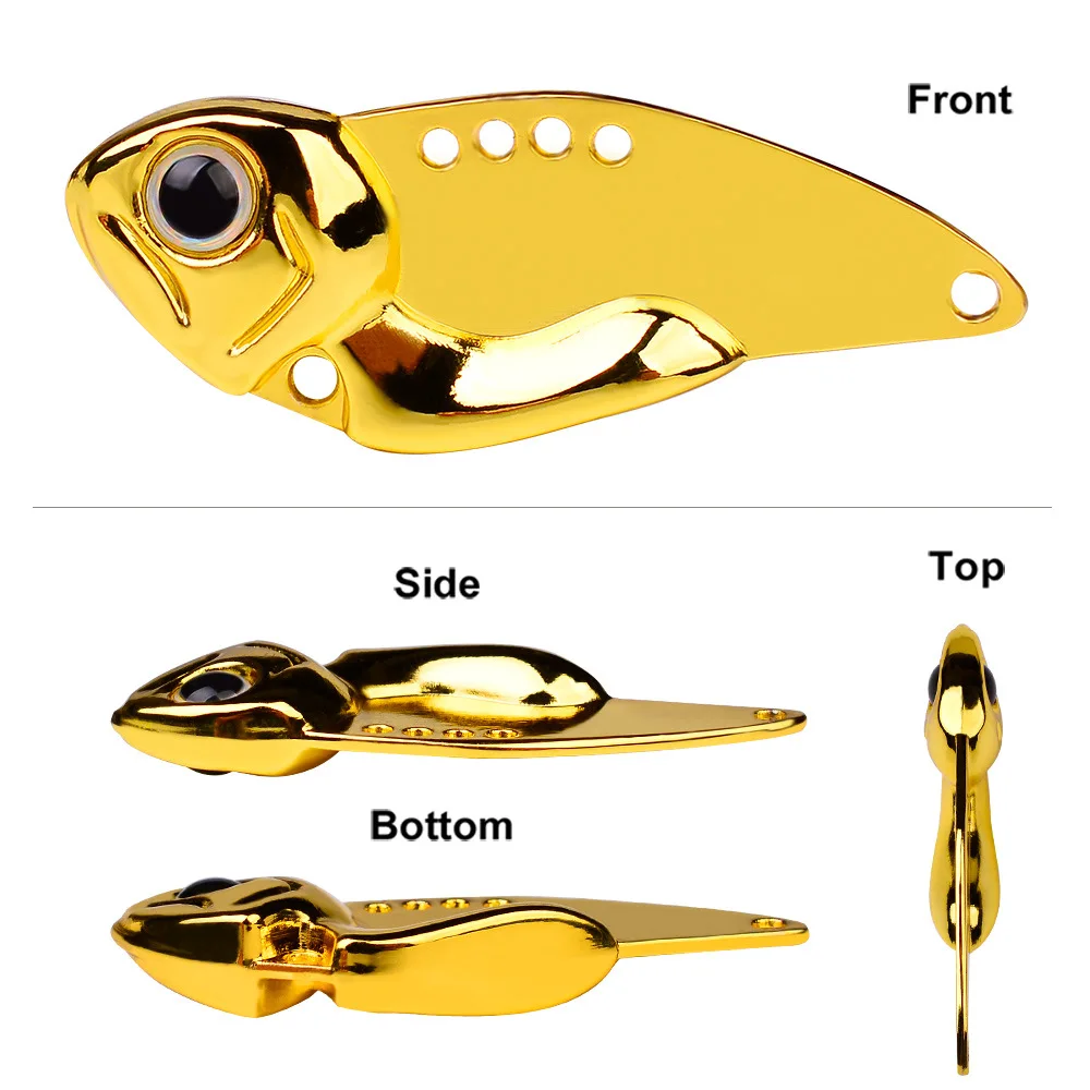 

PROBEROS 1pcs Spinner Bait Gold Silver 7g/3.7cm 11g/4.5cm Metal Lure Sinking VIB Spoon Fishing lure Hard Wobbler dw398