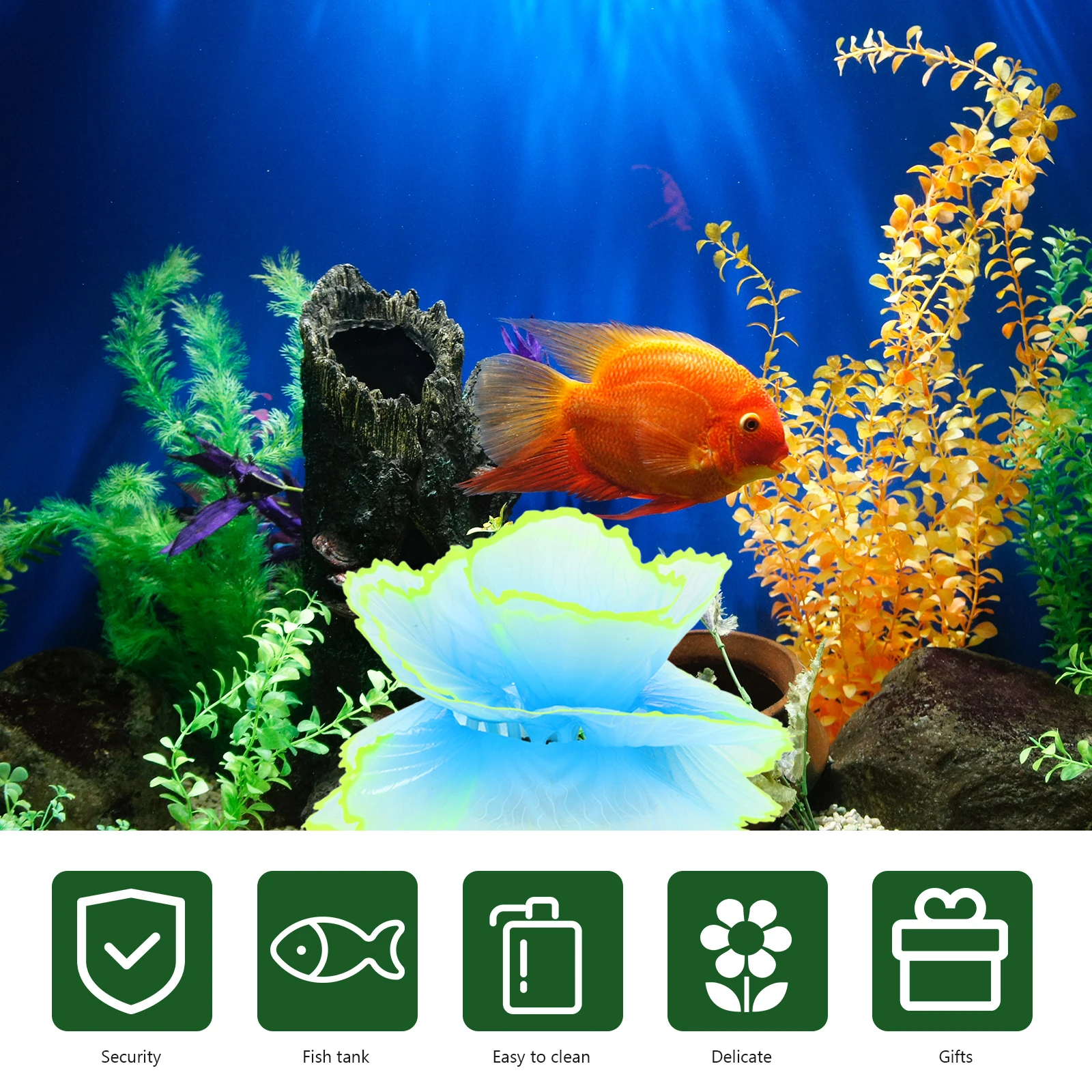 

Aquarium Decor Fish Tank Ornament Imitation Coral Artificial Decoration Silicone Material Lightweight Wear for Fish
