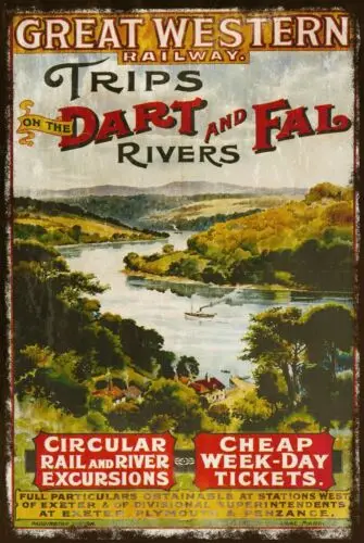 Great Western Railway Travel Advert Vintage Retro Style Metal Sign, Fal & Dart
