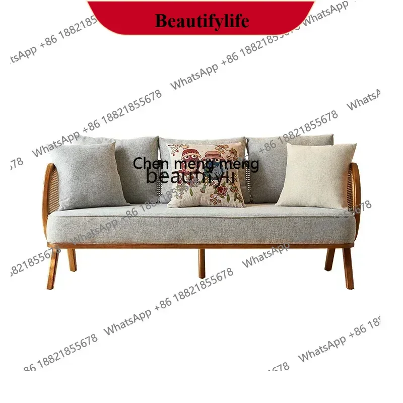 z183 Nordic Solid Wood Rattan Sofa Simple Modern Bed & Breakfast Living Room Leisure Sofa