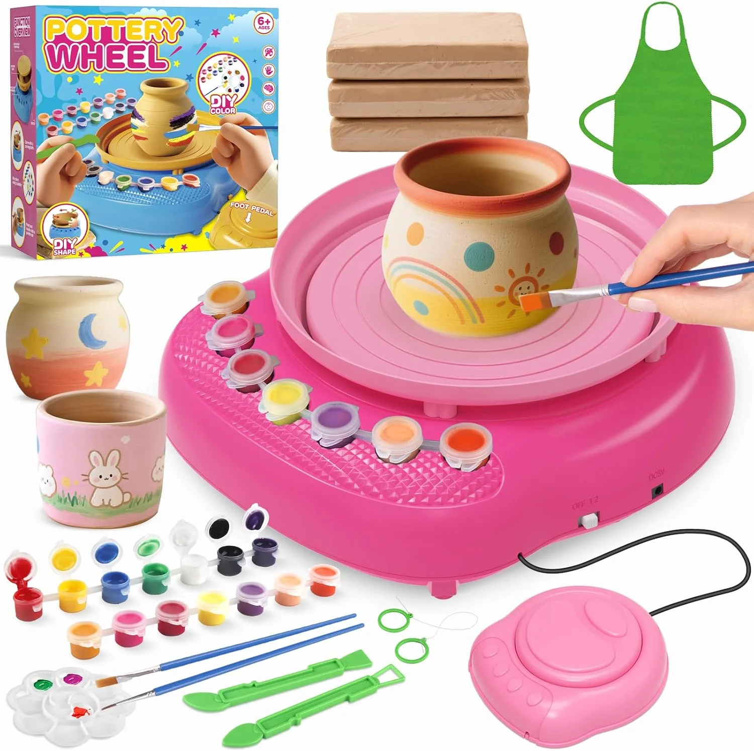 

Pottery Wheel for Kids,Complete Pottery Kit and Tools for Beginners,Arts and Crafts Toys for Kids Ages 8-12,Art Supplies Birthda
