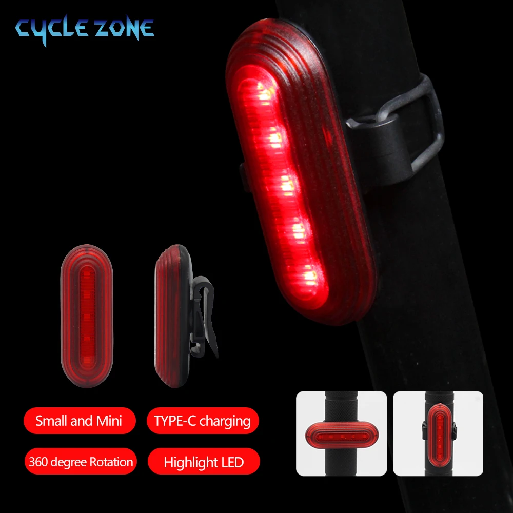 Mini Rechargeable Bike Tail Light Rotatable LED Cycling Rear Warning Light MTB Front Light with Horn for Night Riding Safety