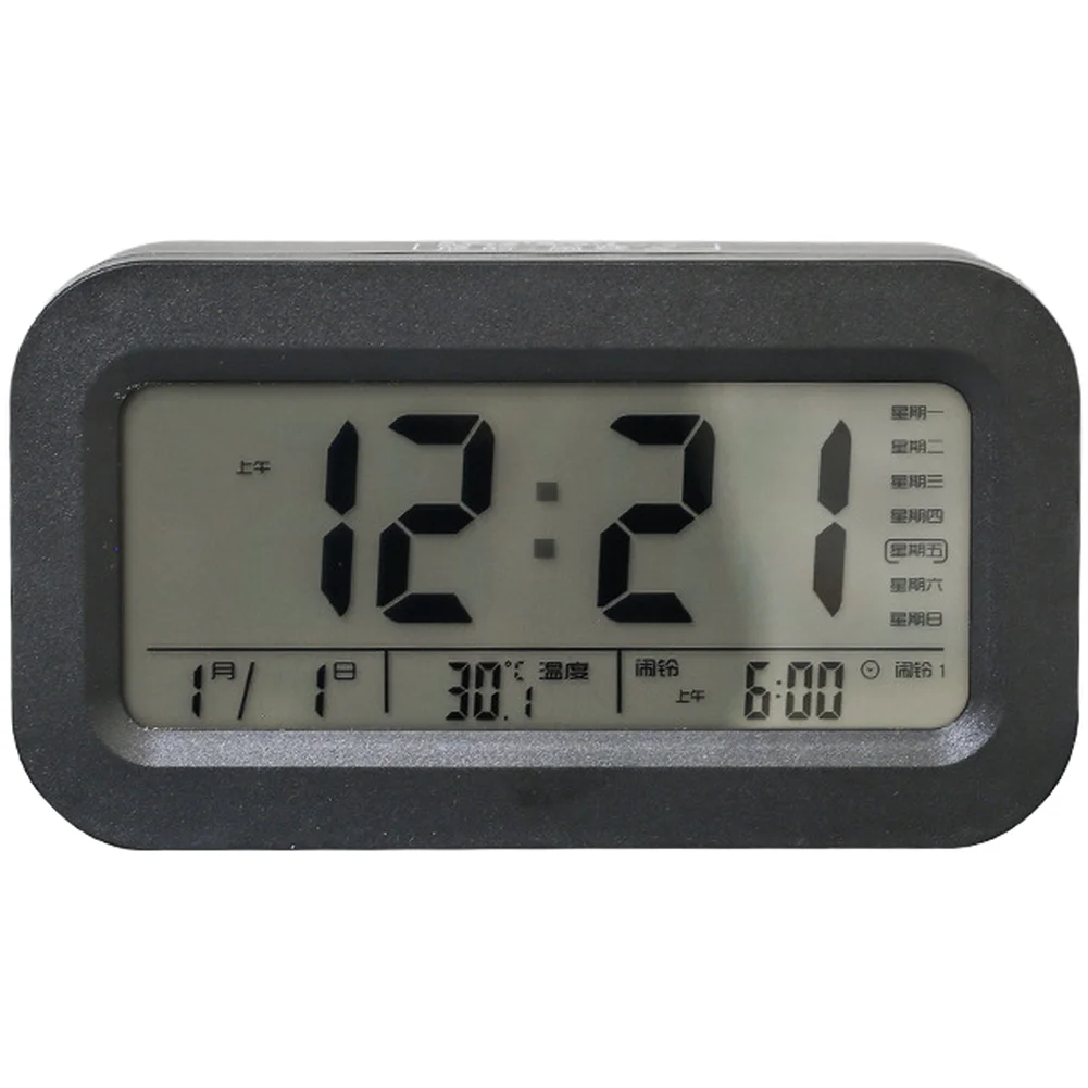 For Childrens Digital Alarm Clock LCD Screen Multicolor Design Temperature Display Time Date Weekday Real Time Monitoring