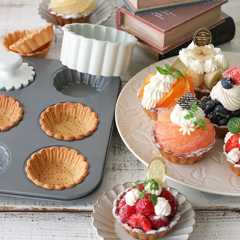 

Carbon Steel Flower Lace Bakeware Mold Mini Cupcake Fruit Egg Tart DIY Mould Pastry molds Non-stick Kitchen Pastry Baking Tool