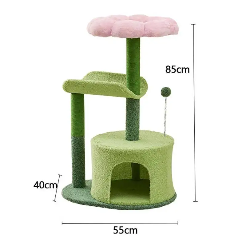 Flower Cat Tree Multi-Level Cat Tower with Sisal Covered Scratching Posts Cat Tree Cat Condo with Hanging Toys