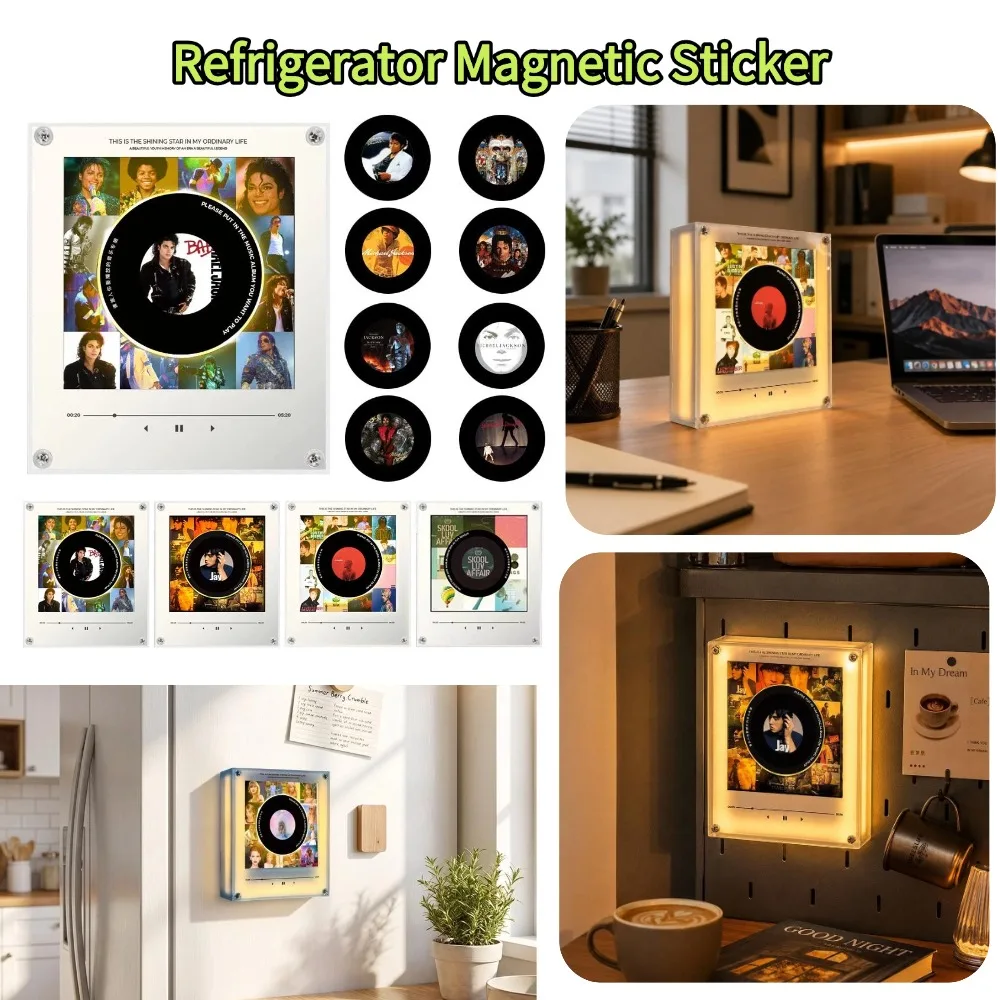 Refrigerator Magnetic Sticker NFC Music Player Acrylic Rotary Disc Machine Automatic Singing Song Player with Night Lights