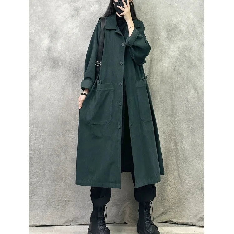 

Retro Long Coat Jaet Women's Autumn Winter New Sle High End Loose Large Size Ele Coat Commute Sle Collar Singl...