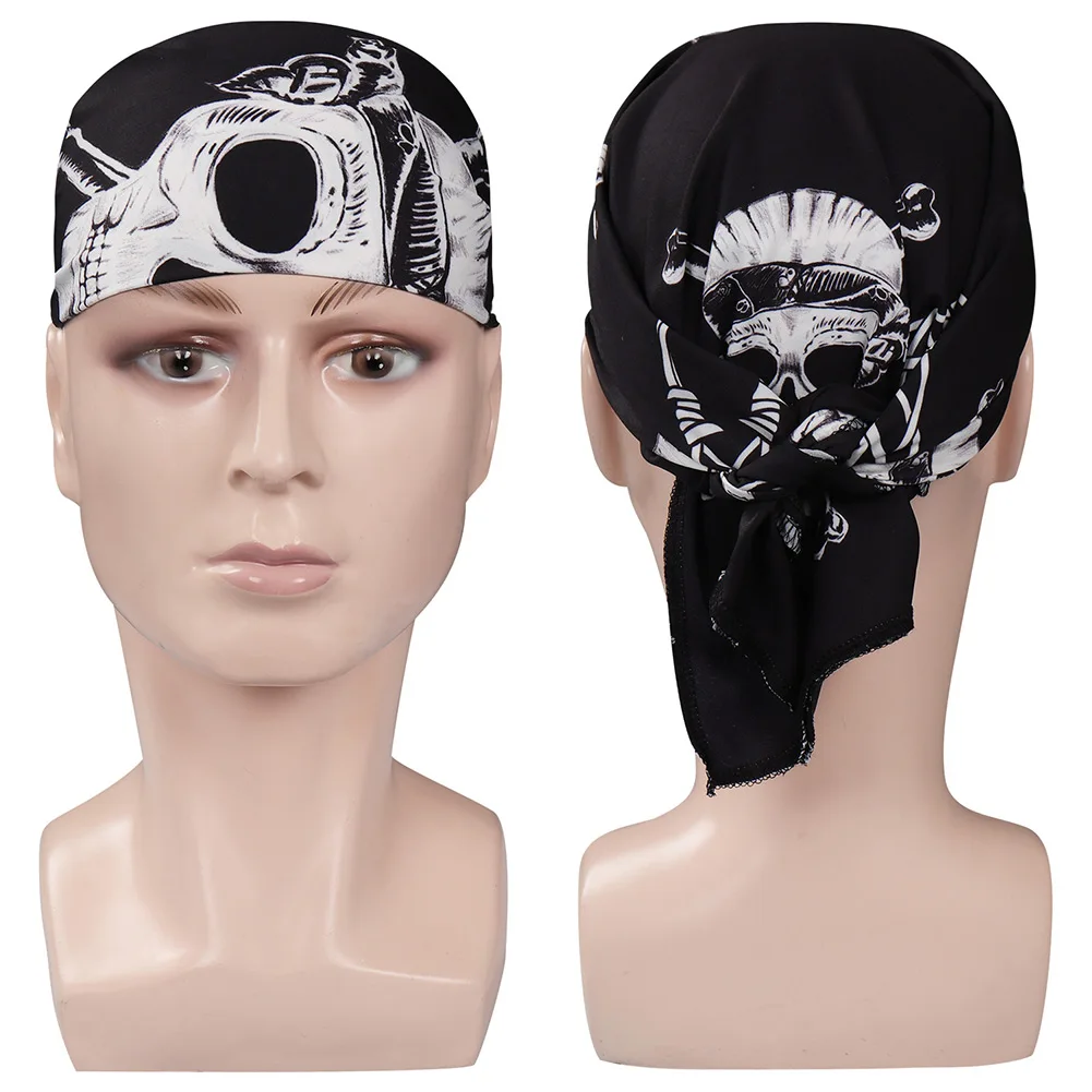 TV ST 4 Costume Accessories Eddie Munson Scarf Headband Men Black Skull Printed Bandana Hair Band Halloween