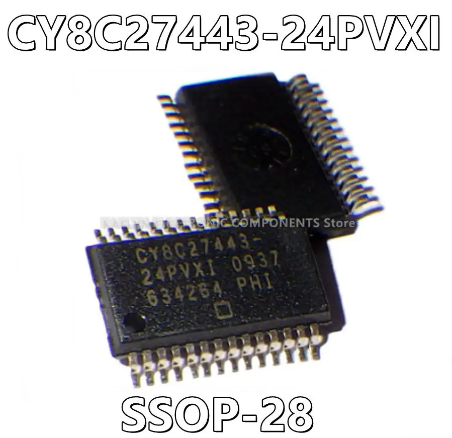 5pcs/lot CY8C27443-24PVXI CY8C27443 M8C PSOC CY8C27xxx Microcontroller IC 8-Bit 24MHz 16KB FLASH 28-SSOP