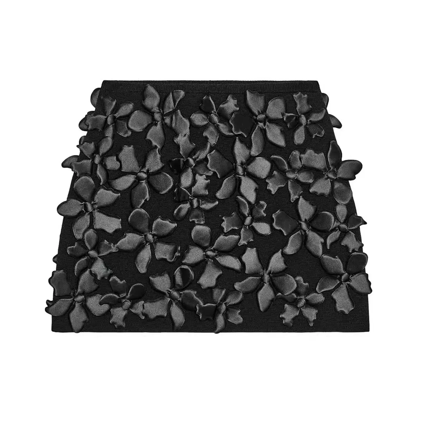 

Elastic Waist Knitted Skirt Spring 2026 Women's Faion High Waist A-Line Skirt Floral 3D Structure Ci Commute