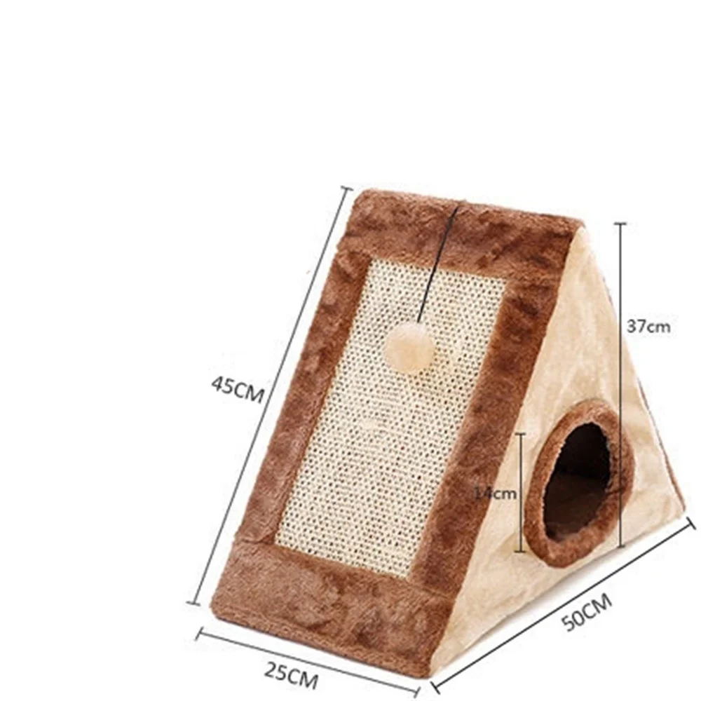 Poste rascador para gatos 3 en 1, tienda triangular para cueva de gatos, casa de juegos con tablero rascador, juguete plegable para rascar gatos, tienda para mascotas, cama cueva