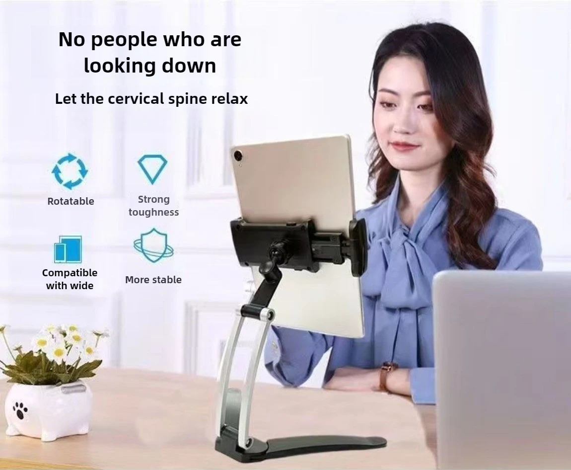 2 In1 Tablet Stand Holder for IPad IPhone All 5-13' Phones Tablets for Desk Kitchen Cabinet Wall Mount ABS Plastic Tab Bracket