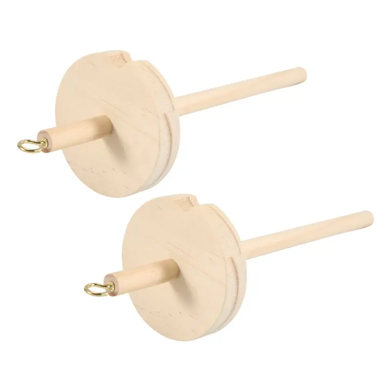 ABJI-2Pc DIY Drop Spindle Top Whorl Yarn Spinner Hand Wooden Spinning Wheel For Yarn Making Yarn Spindle For Beginners Sewing view 2