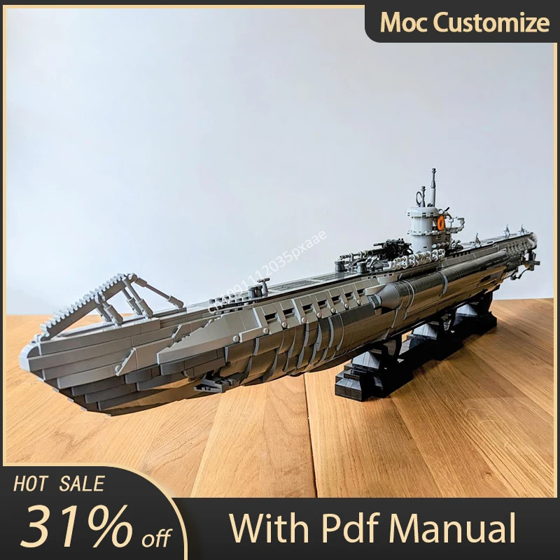 4565pcs Moc Germany World War II U-Boat Type VIIC Ship Model Building Set Blocks Assembly Bricks Boy Toys Kids Christmas Gifts