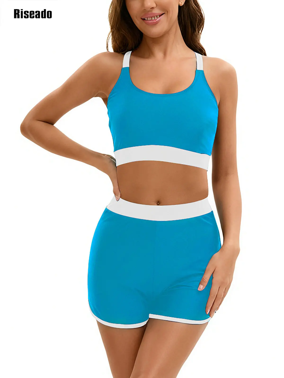 2026 جديد قطعتين مجموعة البكيني الإناث رفع عالية الخصر ملابس السباحة عبر الظهر المحاصيل الأعلى ملابس السباحة 2026 ملابس الشاطئ