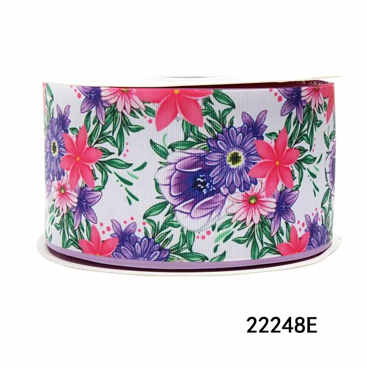 5Yards Spring Flower Ribbons Grosgrain Ribbon for Hairbows DIY Sewing Materials