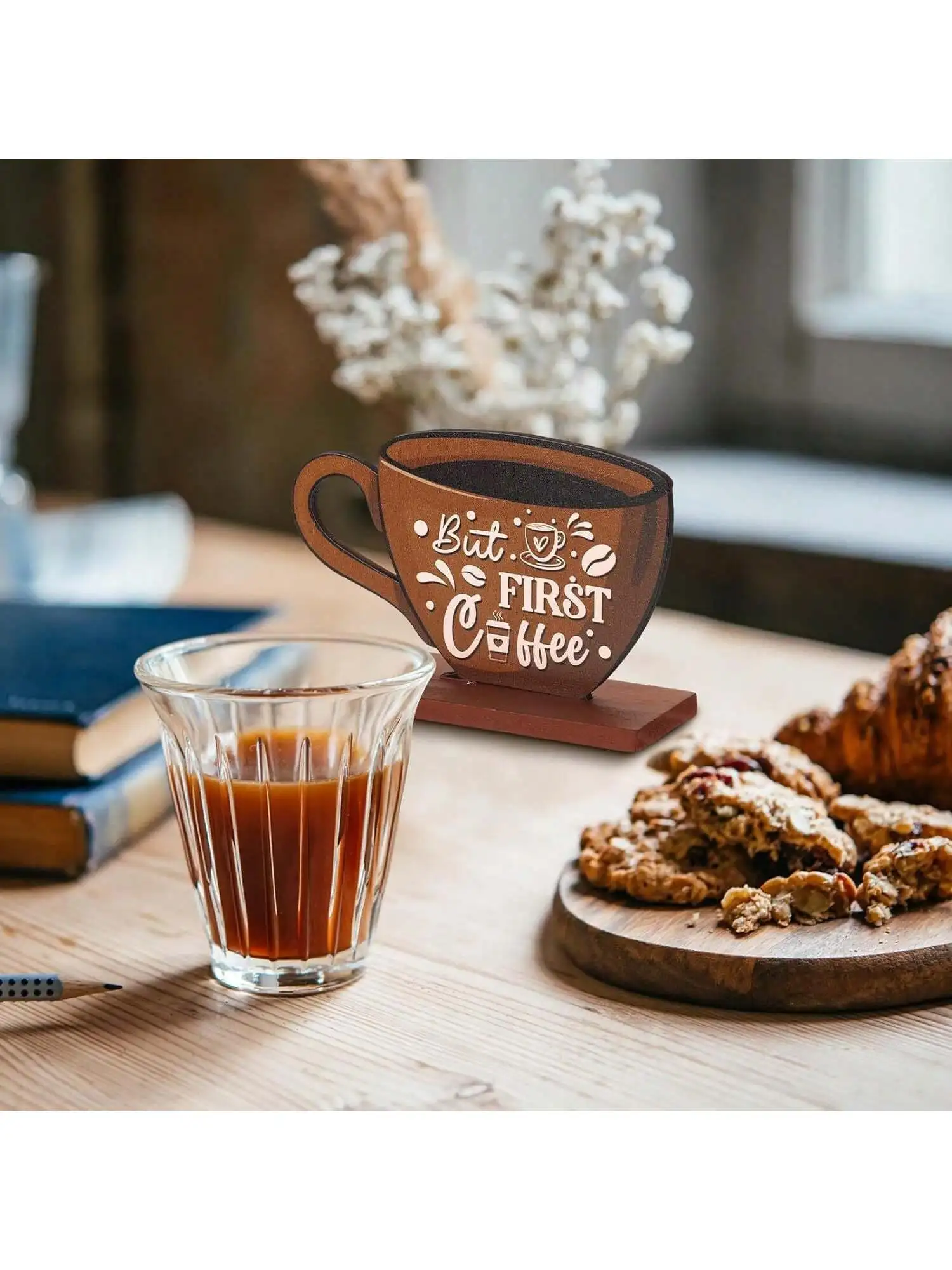 5 PC Decoration Dwarf old Man Set Coffee bar Tabletop decoration Coffee tabletop decoration Farmhouse coffee bar wooden logo