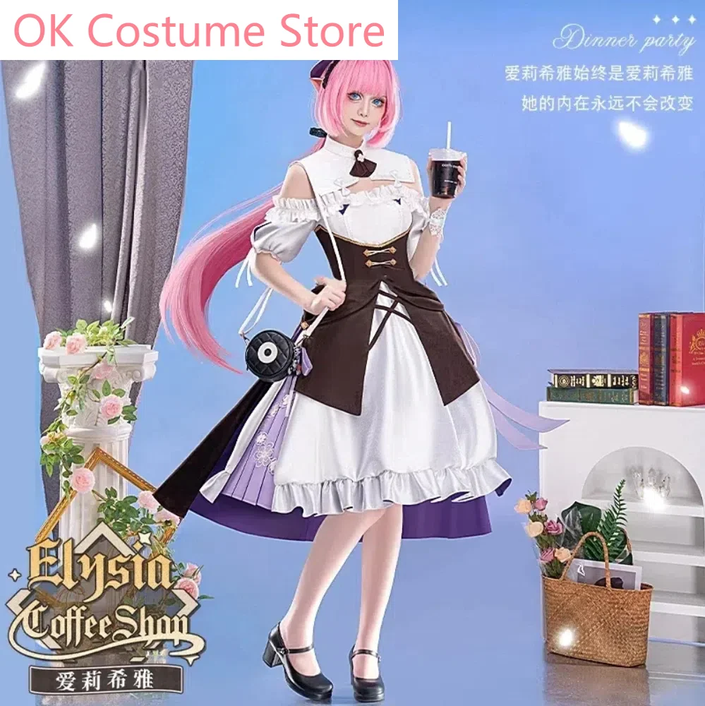 Honkai Impact 3rd Elysia Coffee Shop Sweet Memory Game Suit Elegant Dress Cosplay Costume Halloween Party Outfit Women