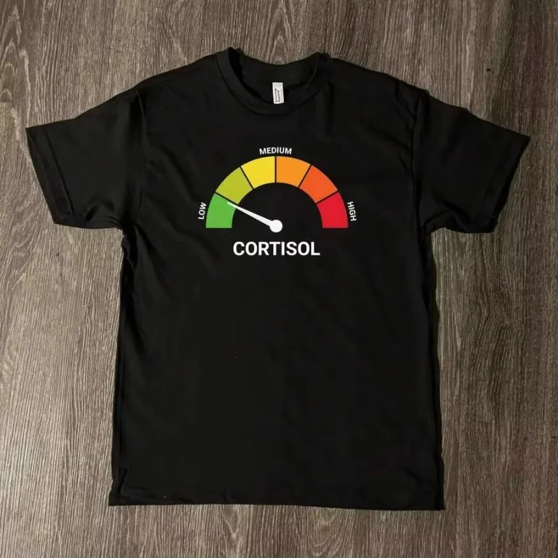 High Cortisol Low Cortisol Funny Casual Cotton Heavyweight Short Sleeve Shirt Outdoor Sports Breathable Cotton Round Neck