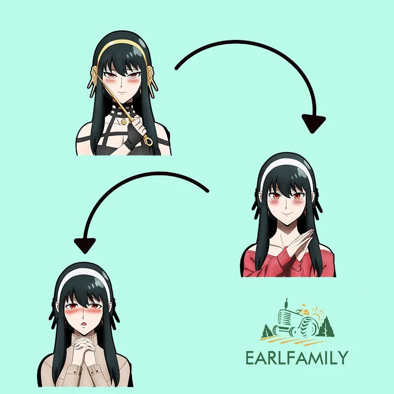 EARLFAMILY Anime Yor Forger Waifu Car Sticker Vinyl Chibi Peeker Window Decal JDM Graffiti Car Motorcycle Stickers view 2