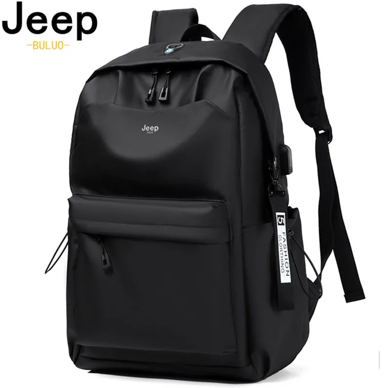 JEEP BULUO Large Capacity Waterproof Backpack Men Laptop 15.6 Solid Big High School Bags Teen College Boy Gril Student Knapack