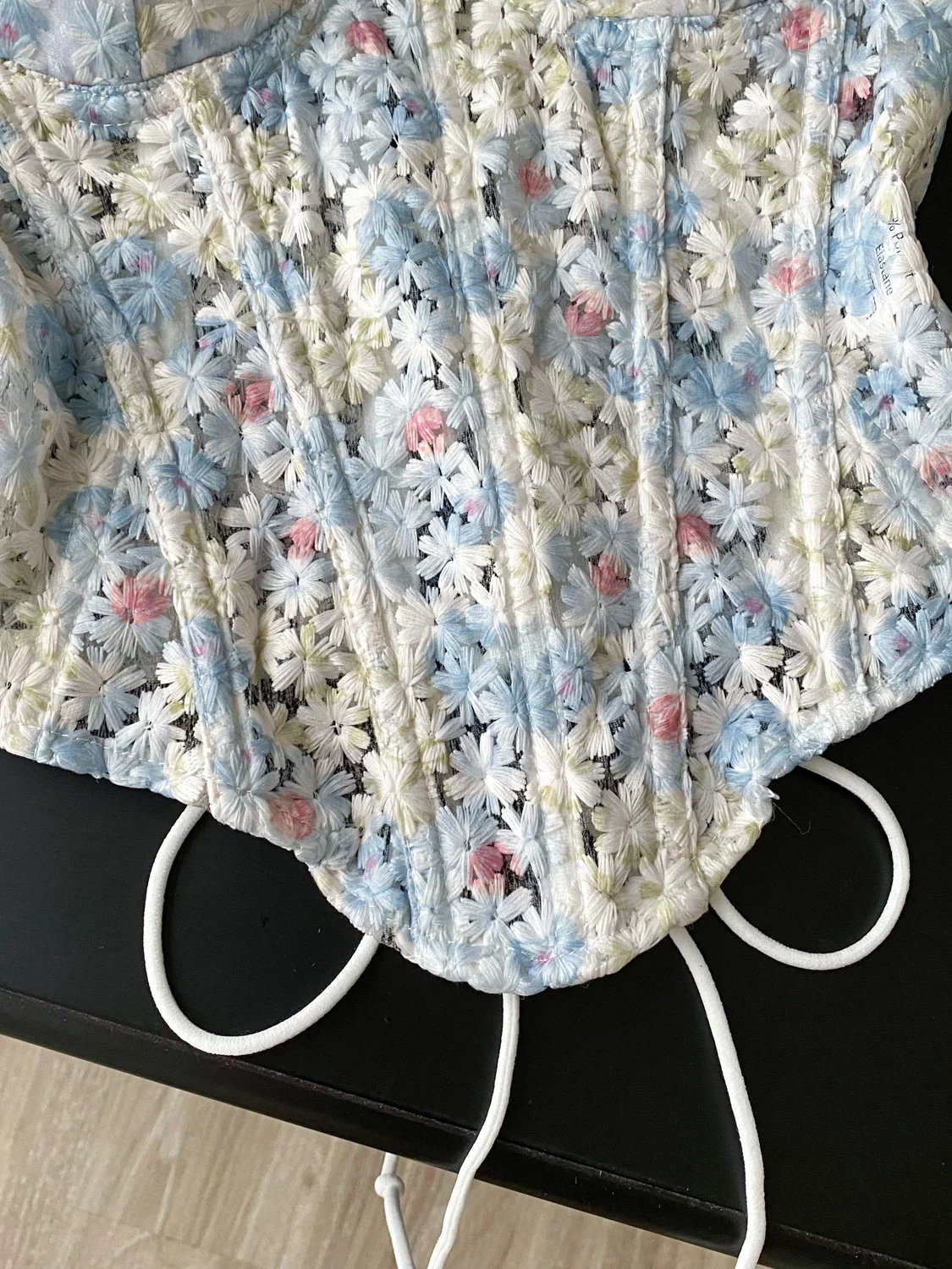 Zoete Pure Desire 3D Bloem Tube Top Vest Sexy Taille Cinched Fibone Borduren Svel Dames Bovenkleding Casual Zomer