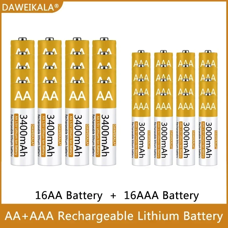 100% Original AA/AAA Battery 1.5V Rechargeable Polymer Lithium-ion Battery 1.5V AA/AAA  Battery with USB charger