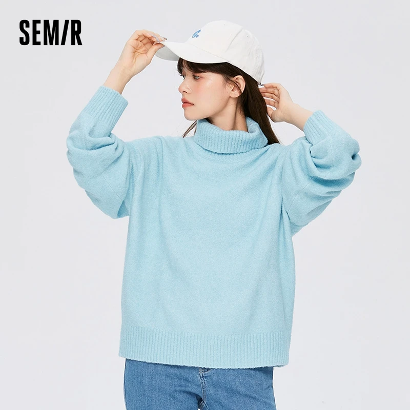 Semir Sweater Women Winter Turtleneck Oversize Soft Waxy 2023 New Solid Color Outer Wear Versatile Sweater