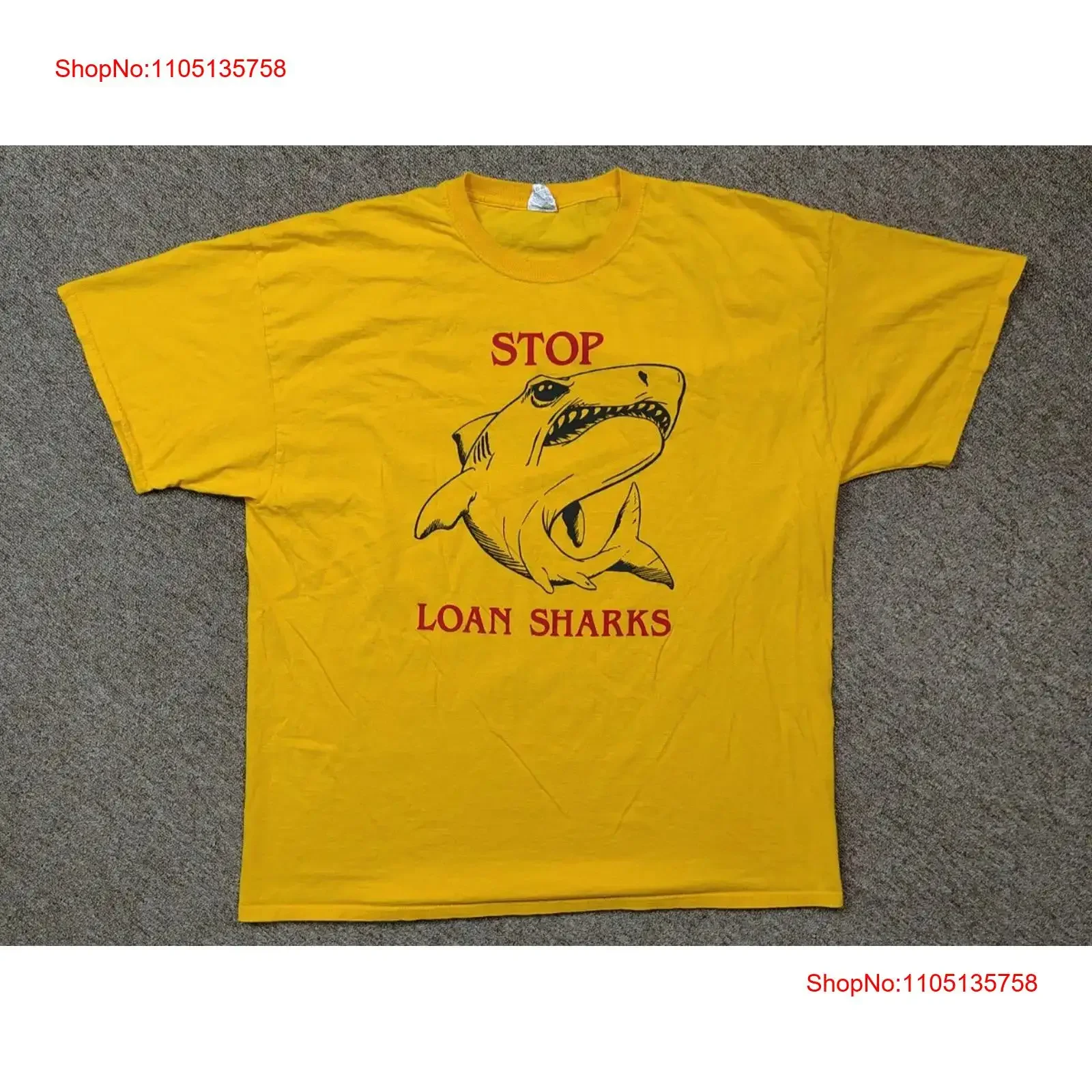 

Мужская футболка STOP LOAN SHARKS, 2XL, желтый, 100, хлопок, Shark NACA, винтажный растянутый топ с рисунком для повседневной носки, мода