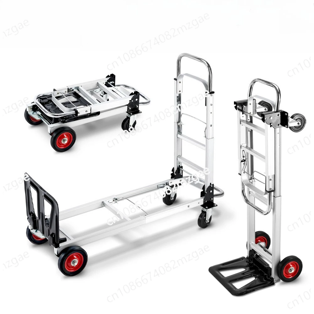 

Folding Hand Truck Cart Adjustable Handle Logistic Trolley Aluminum Alloy Flatbed Multifunctional Portable Transport Cargo Dolly