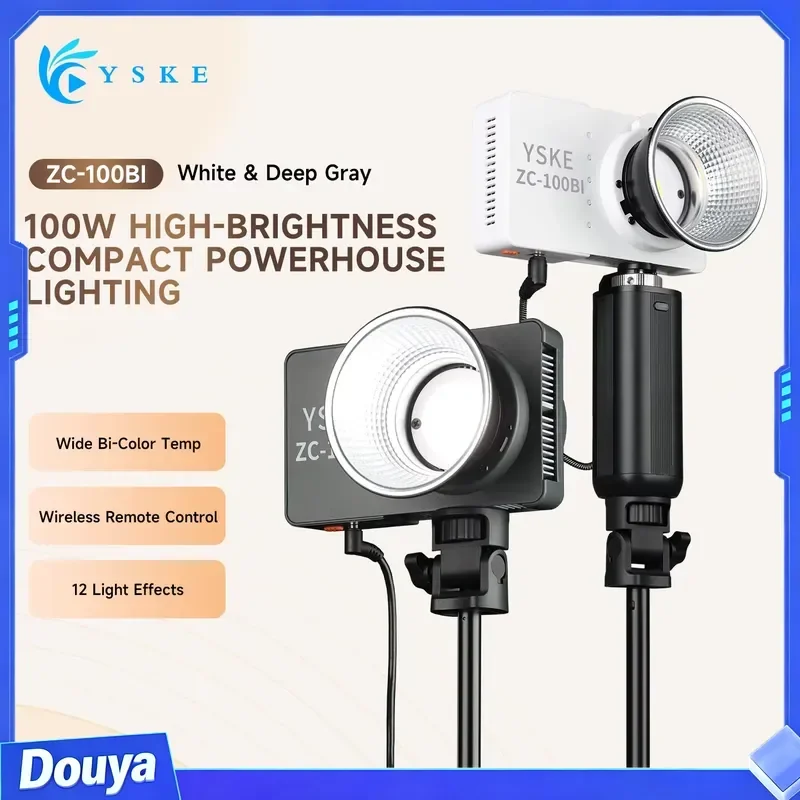 YSKE ZC 100W LED Mini Portable Fill Light Remote Control AC/DC Power Aluminum Alloy 2700-6500K CRI 96 Supports OEM