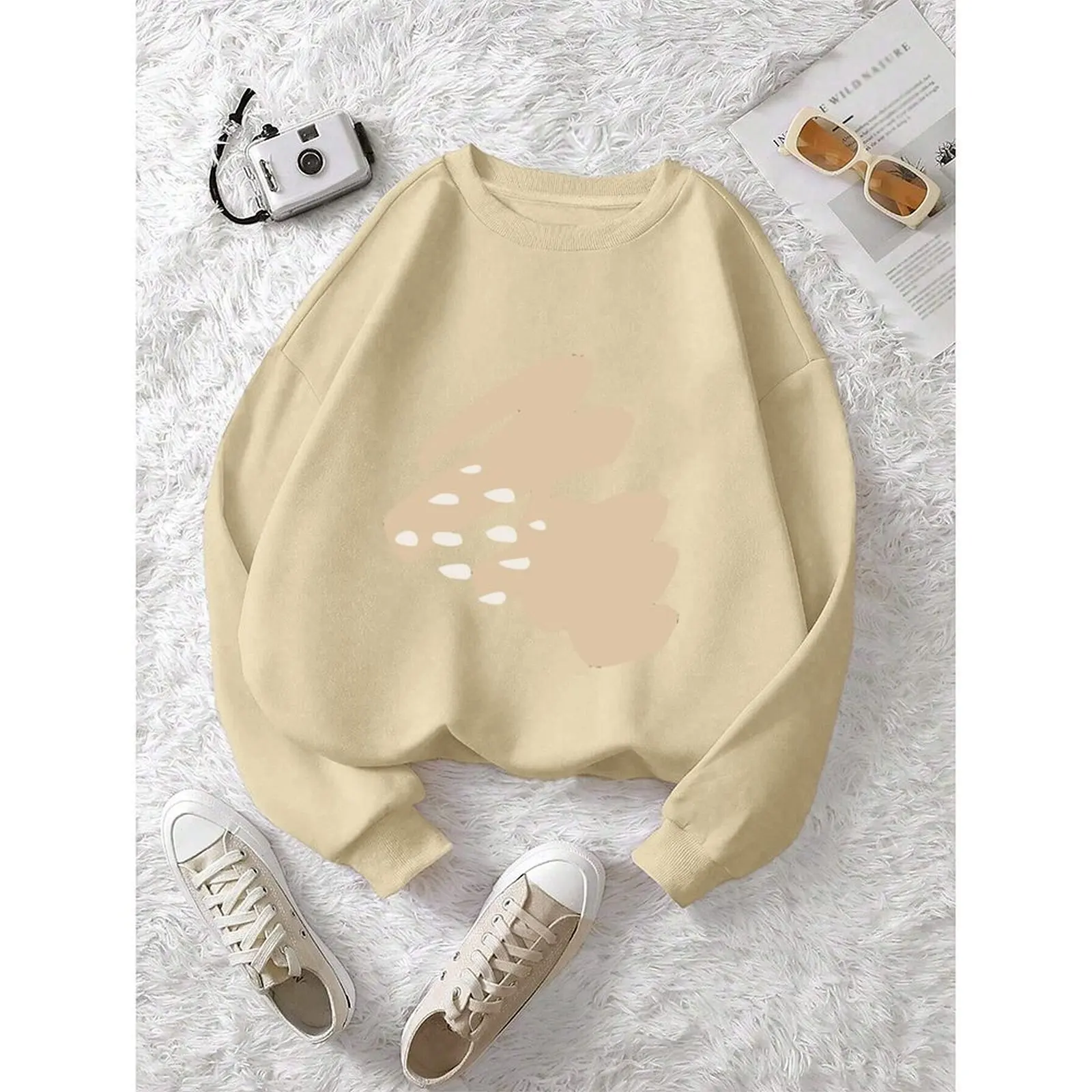 

Casual Winter Clothing Women Set Long Sleeve Top Dark Blue Round Neck Autumn Winter Wear Available Sizes S-2XL