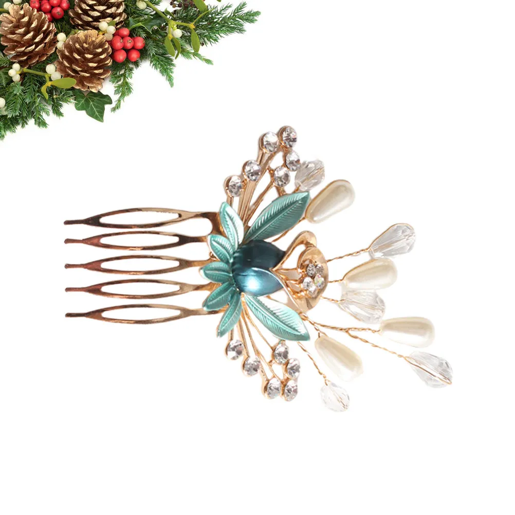 Alloy Pearl Bridal Hair Comb Crystal Hairpin Bride Headdress for Wedding Party Prom Engagement Accessories Bridal Headdress