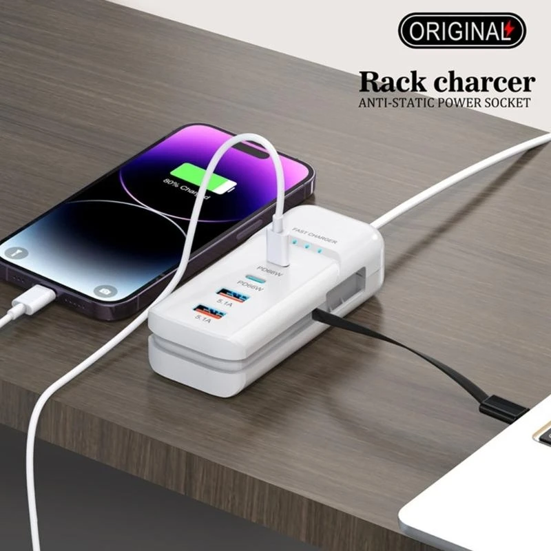 Várias tiras energia portuária com carregamento rápido PD e 2 porta USB para simultânea