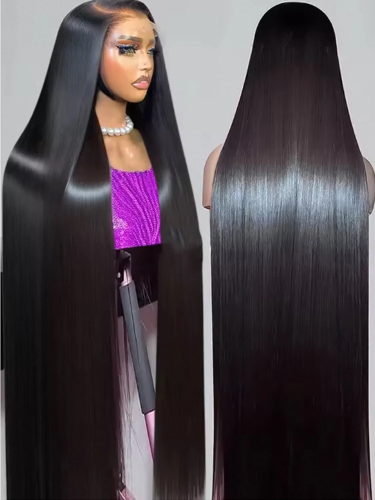 42インチ人毛ウィッグ 13x6レースフロントウィッグ 人毛プレプラッキング済み ベビーヘア付き 15A グルーレスストレートフロント人毛ウィッグ