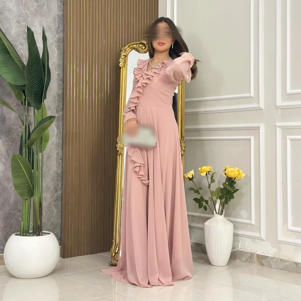 

Customized Elegant Formal Evening Dress Pleat Ruffle V-neck A-line Prom Midi Dresses Bespoke Occasion Grace Party Gown
