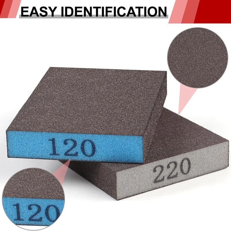 ABZY-8 Pack Sanding Sponge, Washable And Reusable Sanding Blocks For Drywall Wood Metal Furniture, 60/80/120/220 Grit