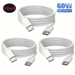 3Pack USB C to USB C Charging Cable 1M 2M 3M 60W Type C to Type C Fast Charger Cord for iPhone 15 16 15 16 Pro Max