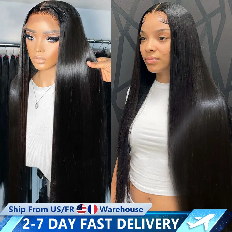 360 13x4 Transparent Lace Frontal Wig 4x4 Lace Closure Wig Straight 13x6 Lace Front Human Hair Wigs For Black Women 30 32 34Inch