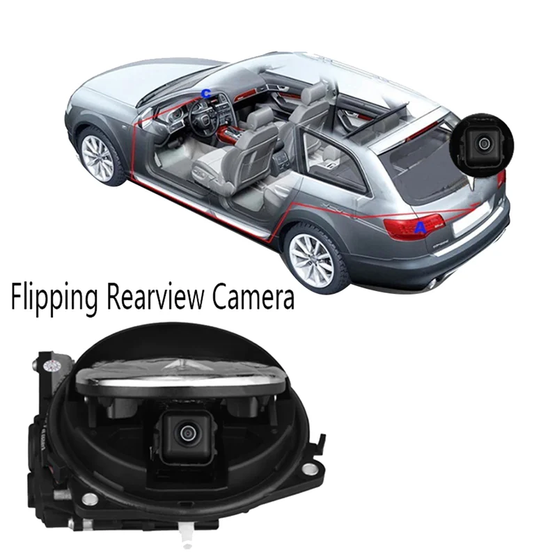 Car Flipping Rearview Camera with Wire for Passat B8 B6 B7 Golf MK7 MK5 MK6-PoloTrunk Switch Reverse Parking HD Camera